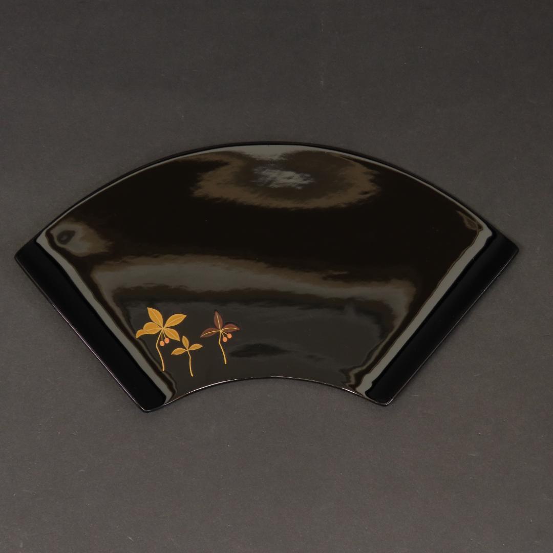 ⭕393 美品 高級輪島塗 漆工房謹製 本金蒔絵草花 絵変 銘々皿5客 煎茶道具