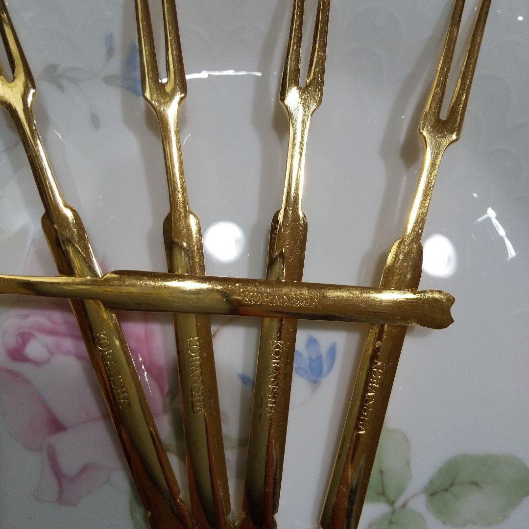 香蘭社 金メッキデザートフォーク5本セット  昭和レトロ激レア希少品