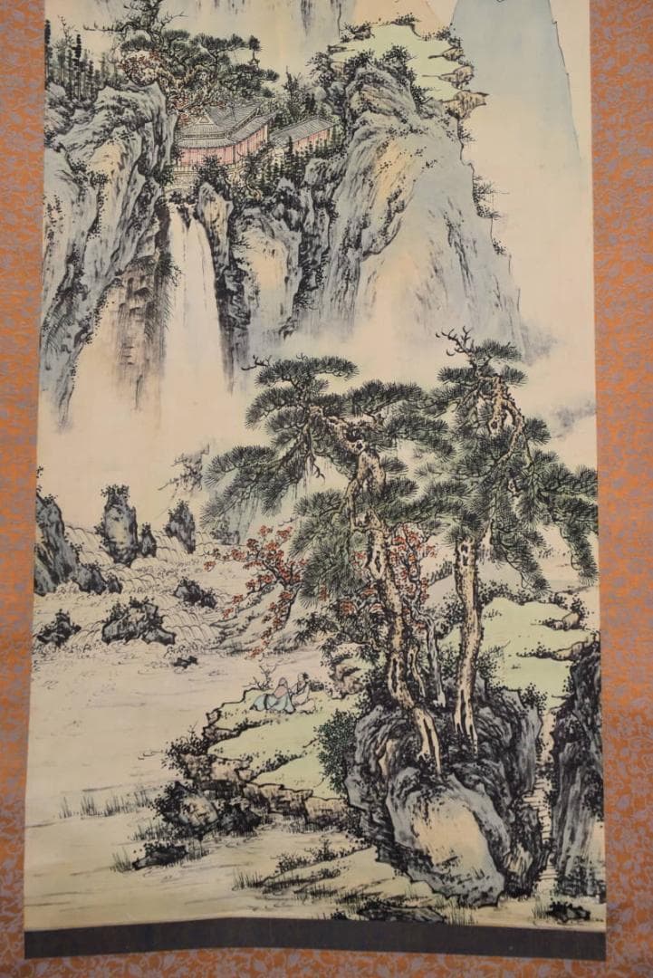 【複製】祐恭藩/山水人物図/画賛/工芸品/掛軸/名家伝来/AA-994