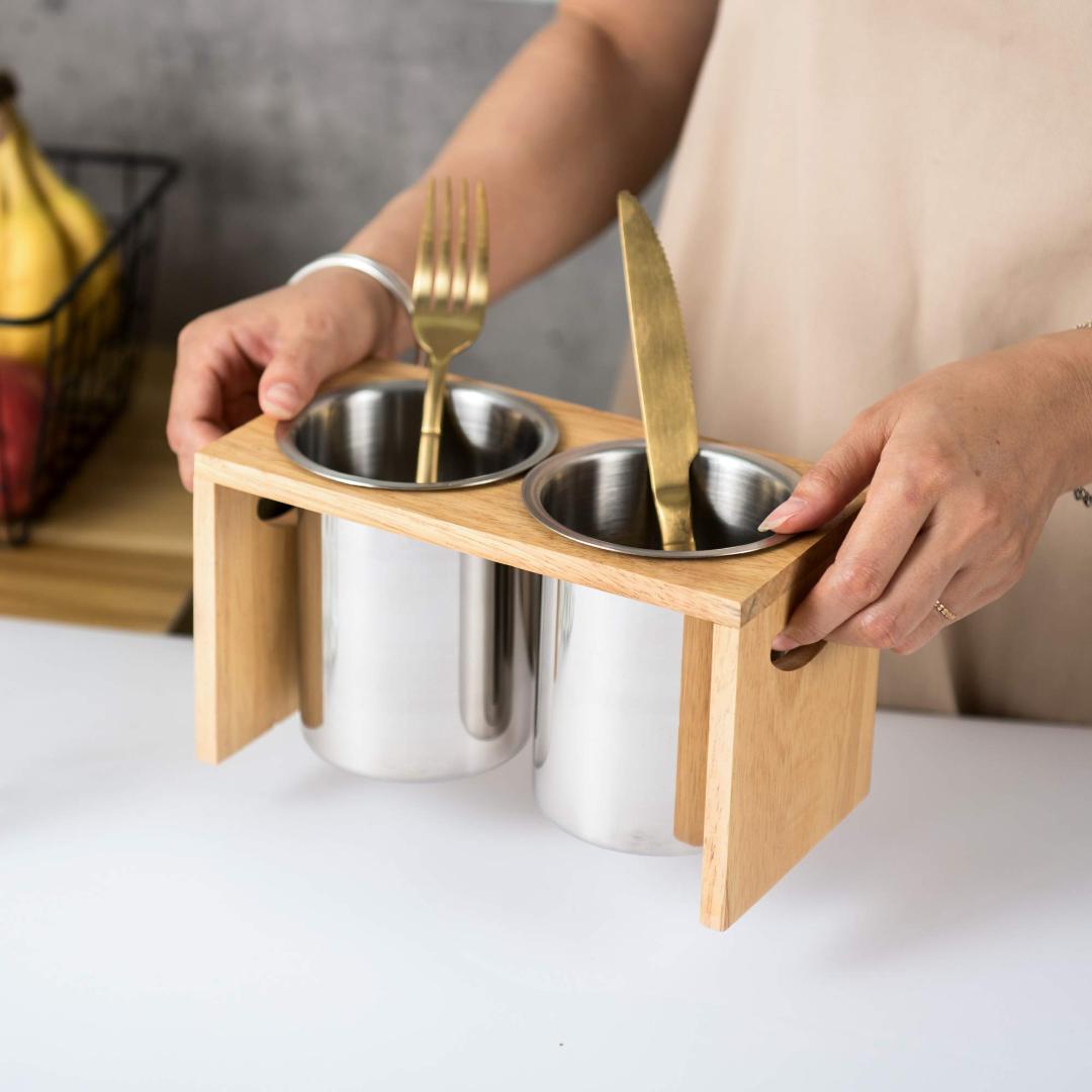 丈夫なステンレス製カトラリースタンド