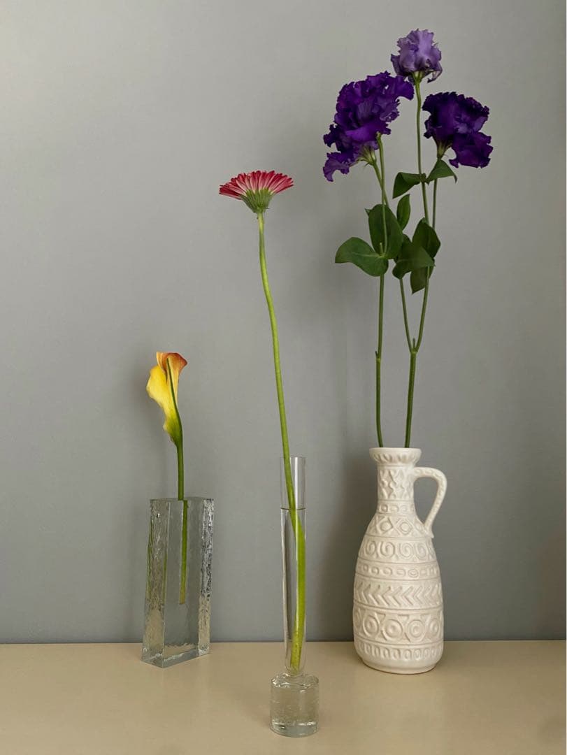 ドイツ アンティーク ビンテージ クリア 細長い花瓶 フラワーベース 希少 美品