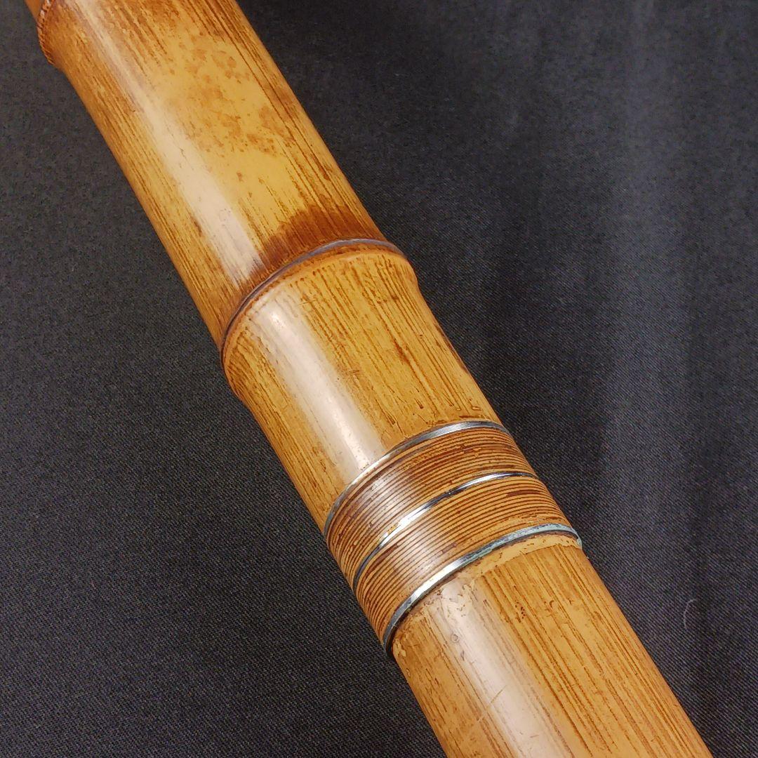 Y2886-7 琴古流 尺八 豊竹銘 銀三線藤巻 全長52㎝ 竹製