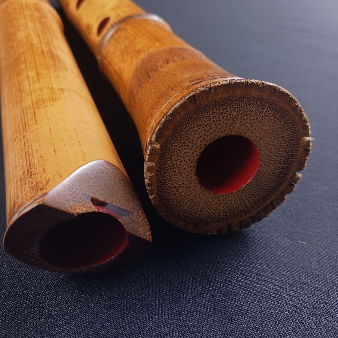 Y2886-7 琴古流 尺八 豊竹銘 銀三線藤巻 全長52㎝ 竹製