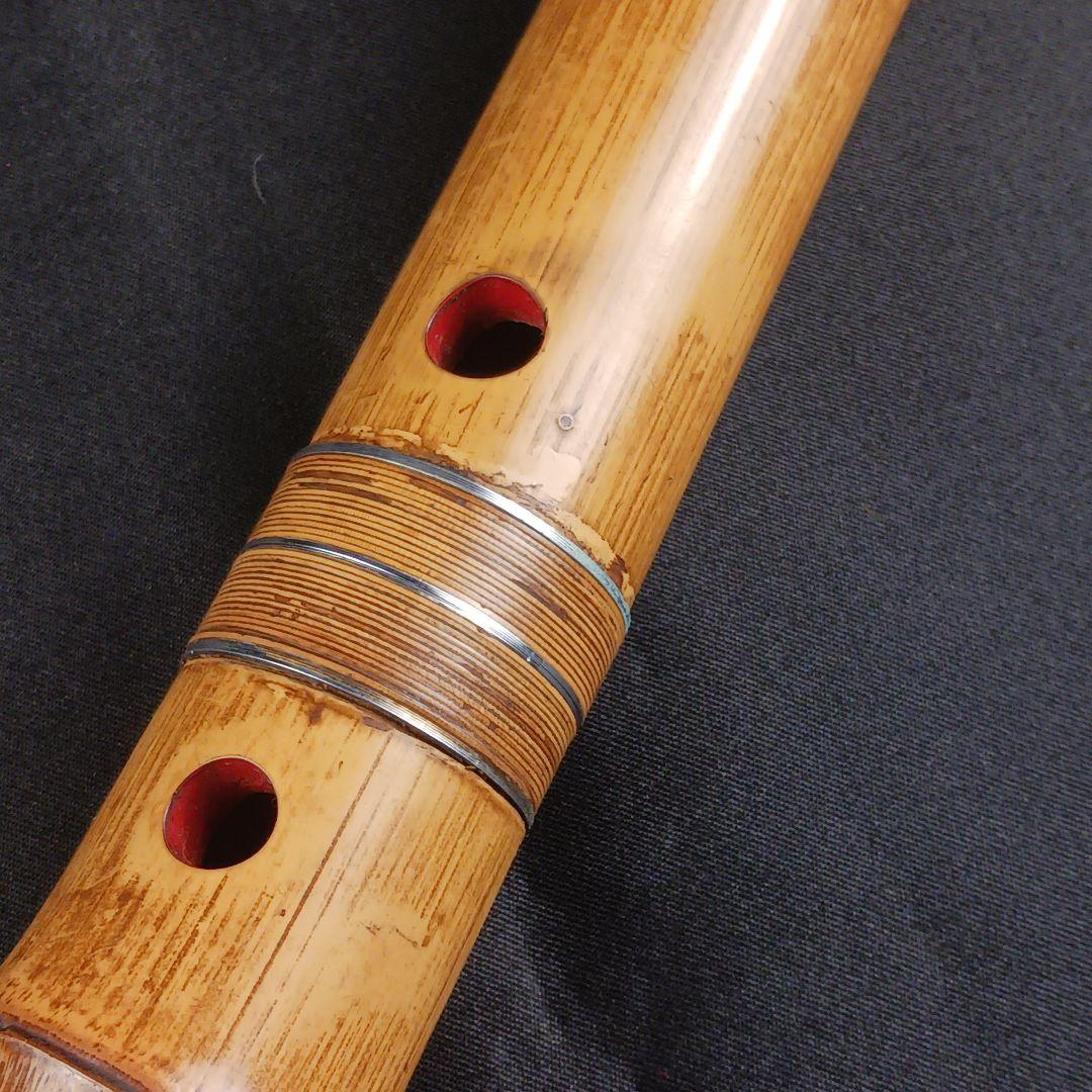 Y2886-7 琴古流 尺八 豊竹銘 銀三線藤巻 全長52㎝ 竹製