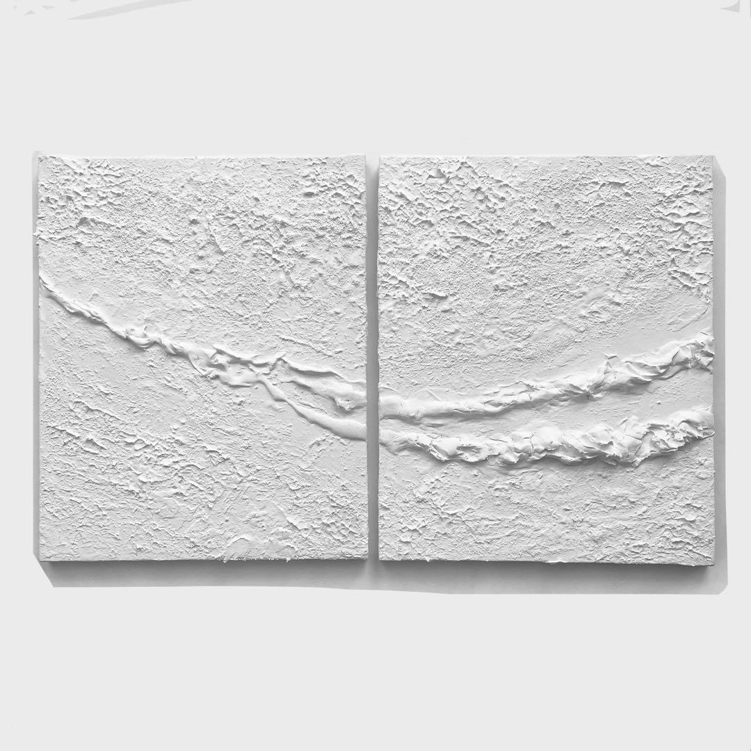 白いテクスチャーアート2枚組｜アートパネル　北欧　モダン　インテリア　シンプル