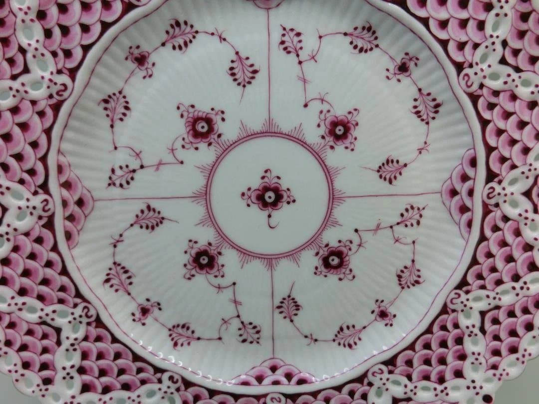 『ロイヤルコペンハーゲン』バーガンディダブルレース.プレート21ｃｍ