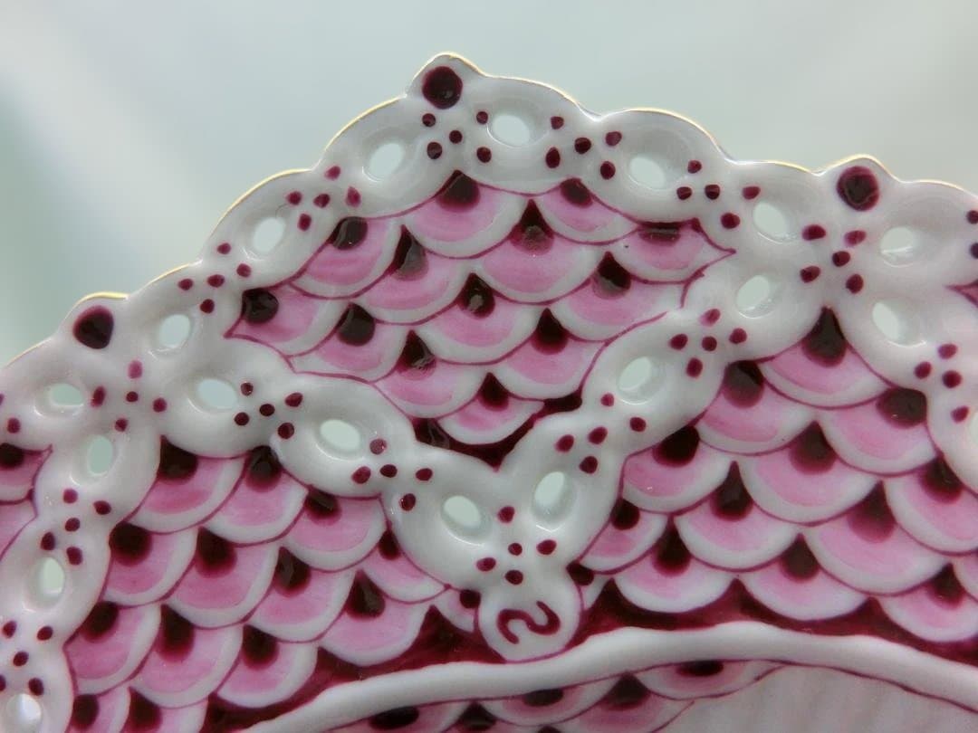 『ロイヤルコペンハーゲン』バーガンディダブルレース.プレート21ｃｍ