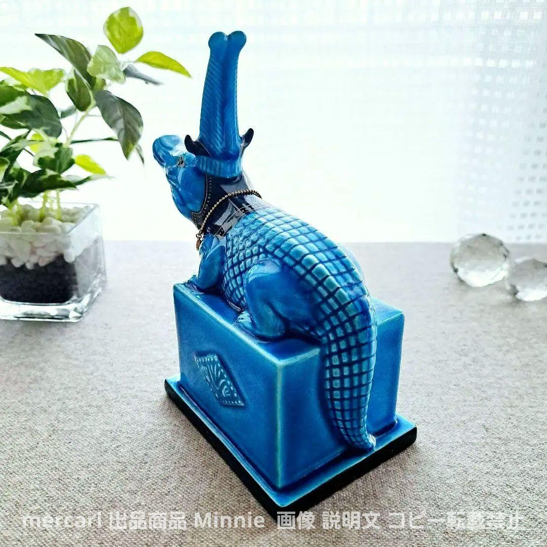 美濃焼★幸兵衛窯★エジプトの神々シリーズ『九栄神』青釉オーナメント「セベク」美品