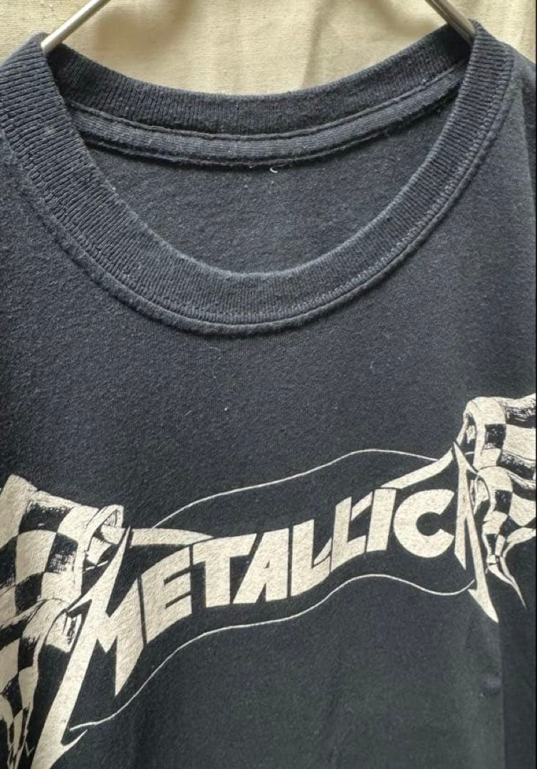 llica メタリカ　チェッカーフラッグ　ブラック　tシャツ