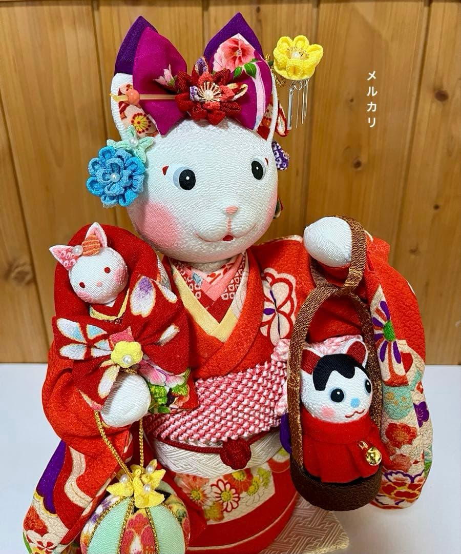 【ねこの創作人形】ちりめん細工　縮緬細工　招き猫　まねき猫　こま犬