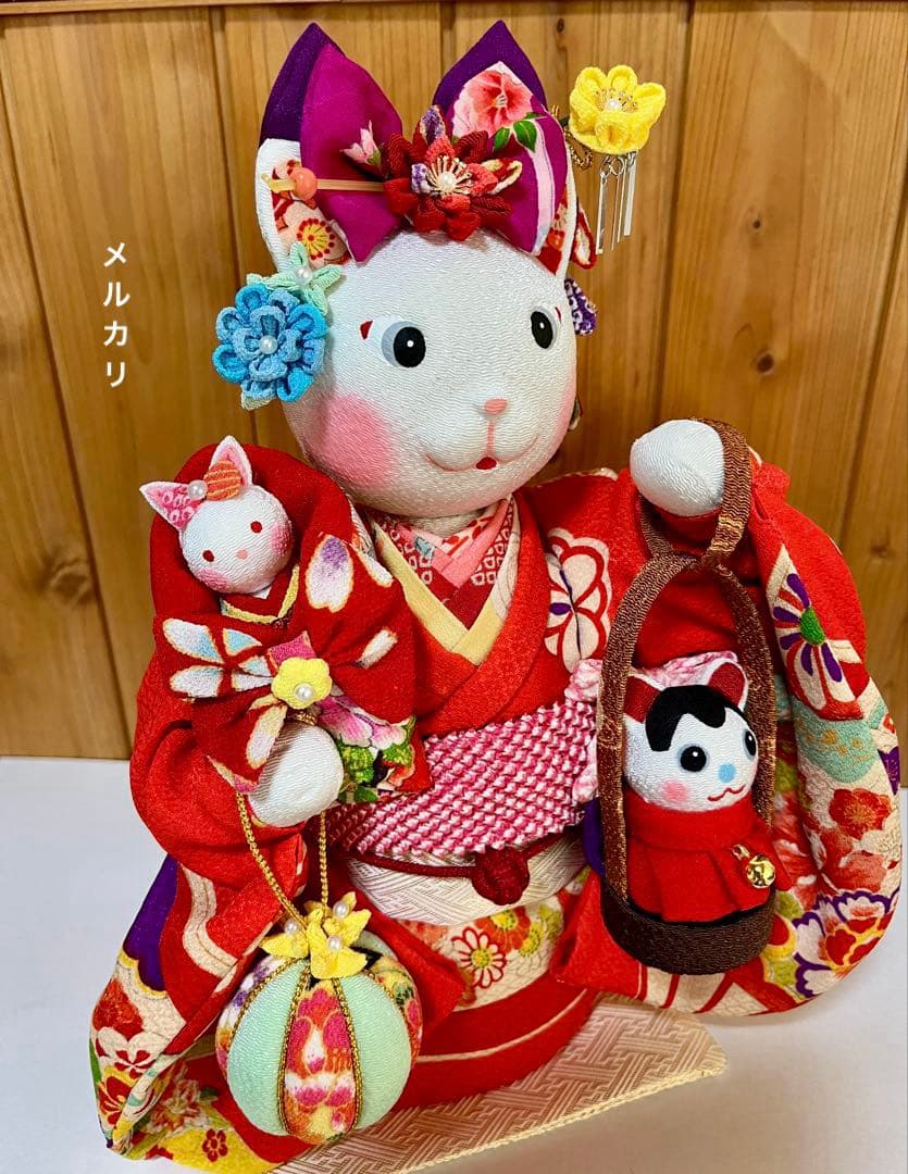 【ねこの創作人形】ちりめん細工　縮緬細工　招き猫　まねき猫　こま犬