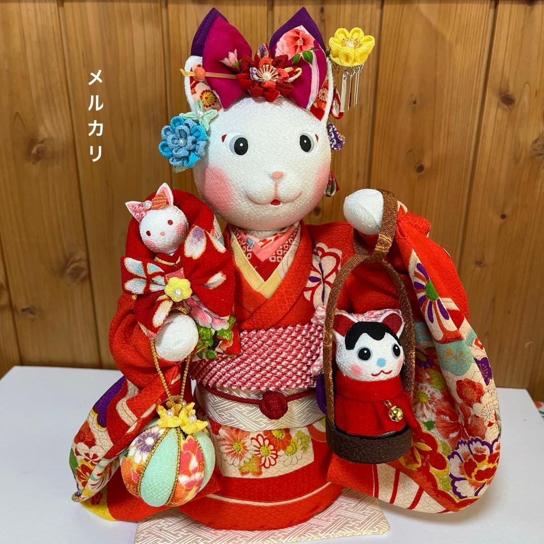 【ねこの創作人形】ちりめん細工　縮緬細工　招き猫　まねき猫　こま犬