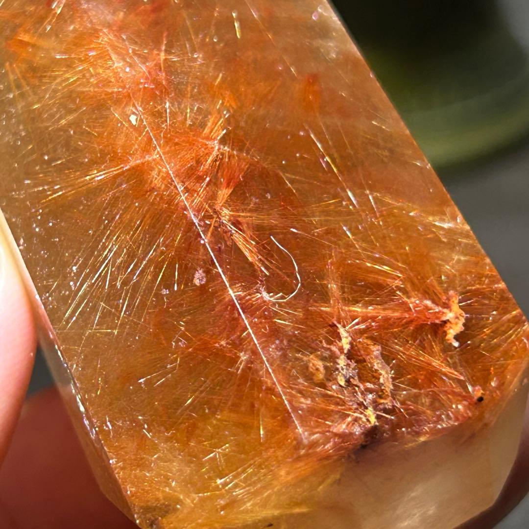 ☆ ミルトン様帝王秘宝！超希少！オレンジ　ゴールド　ルチル　原石　六角柱