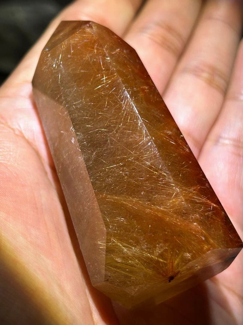 ☆ ミルトン様帝王秘宝！超希少！オレンジ　ゴールド　ルチル　原石　六角柱
