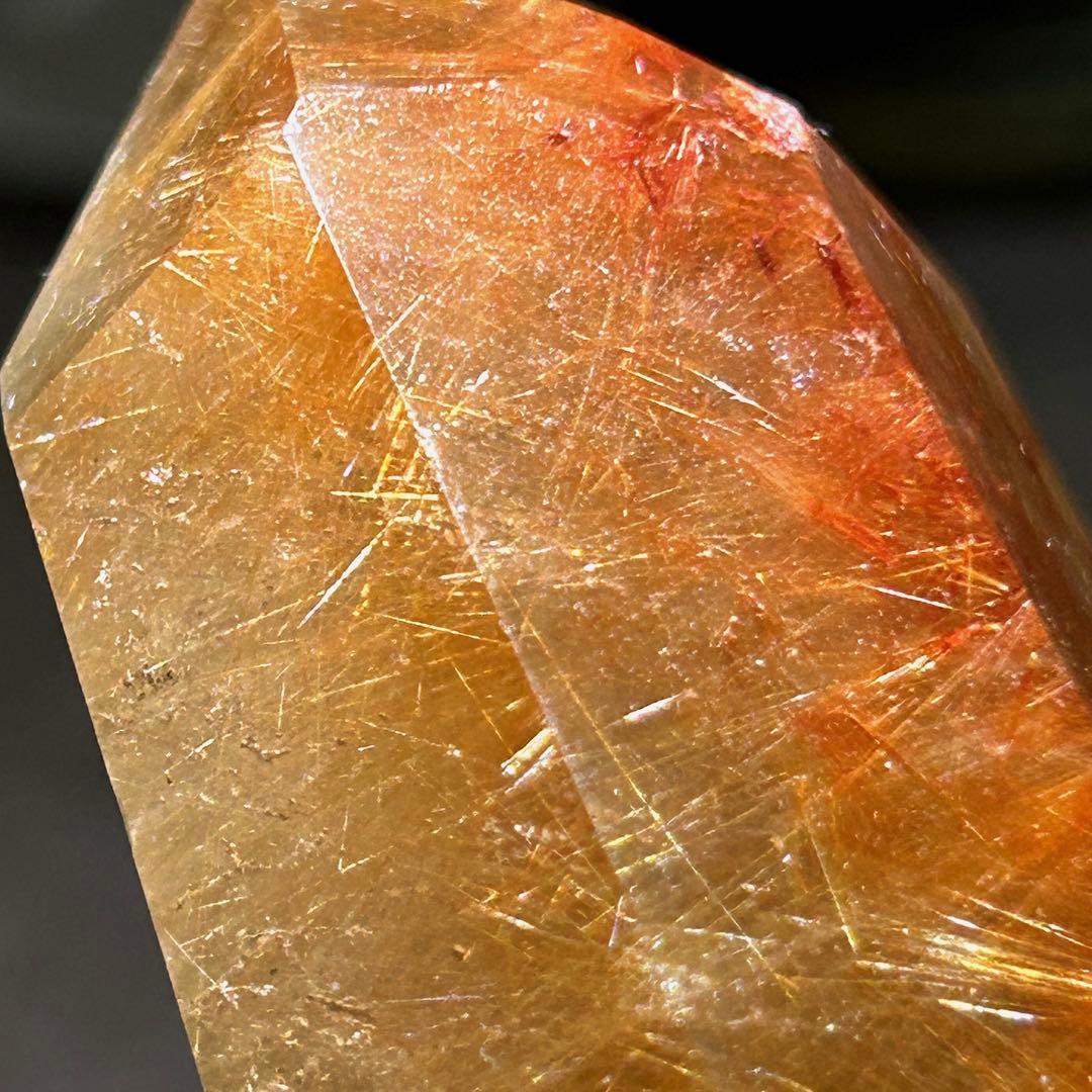 ☆ ミルトン様帝王秘宝！超希少！オレンジ　ゴールド　ルチル　原石　六角柱