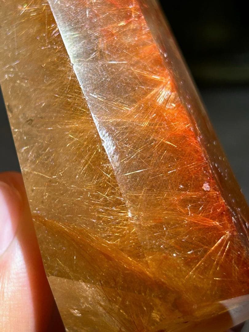 ☆ ミルトン様帝王秘宝！超希少！オレンジ　ゴールド　ルチル　原石　六角柱