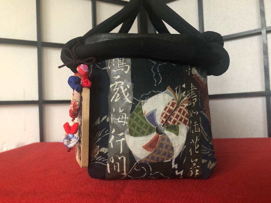 一閑張り　一閑張りバック　藍染 　犬張子　狛犬　鯛車