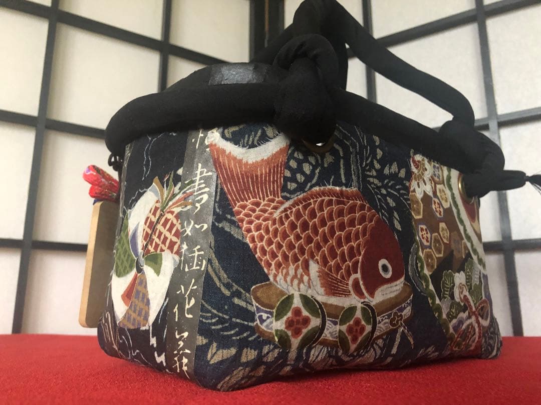 一閑張り　一閑張りバック　藍染 　犬張子　狛犬　鯛車