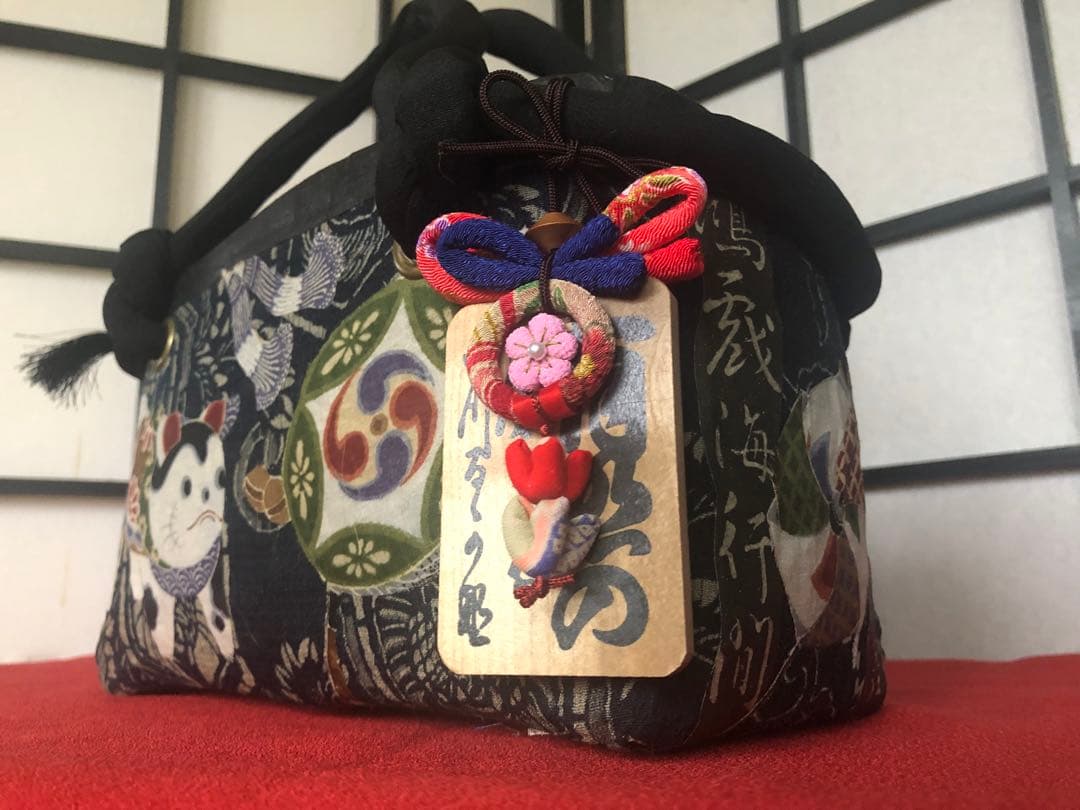 一閑張り　一閑張りバック　藍染 　犬張子　狛犬　鯛車