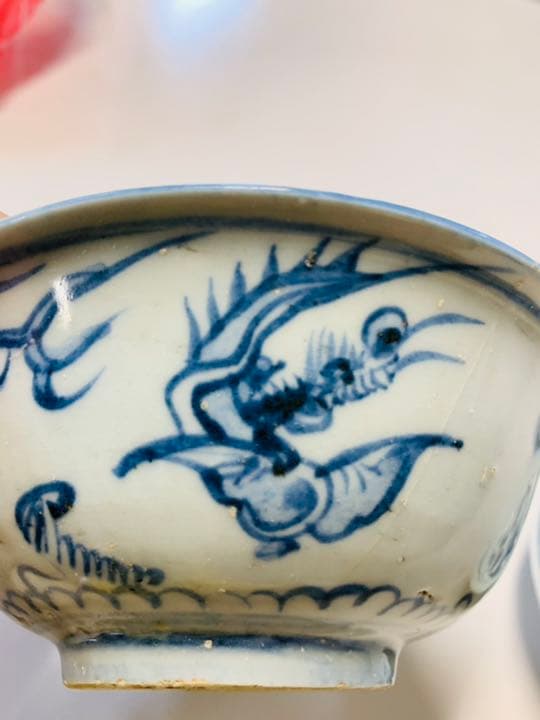 中国明時代早期と晩期染付お茶碗各1点（まとめ)