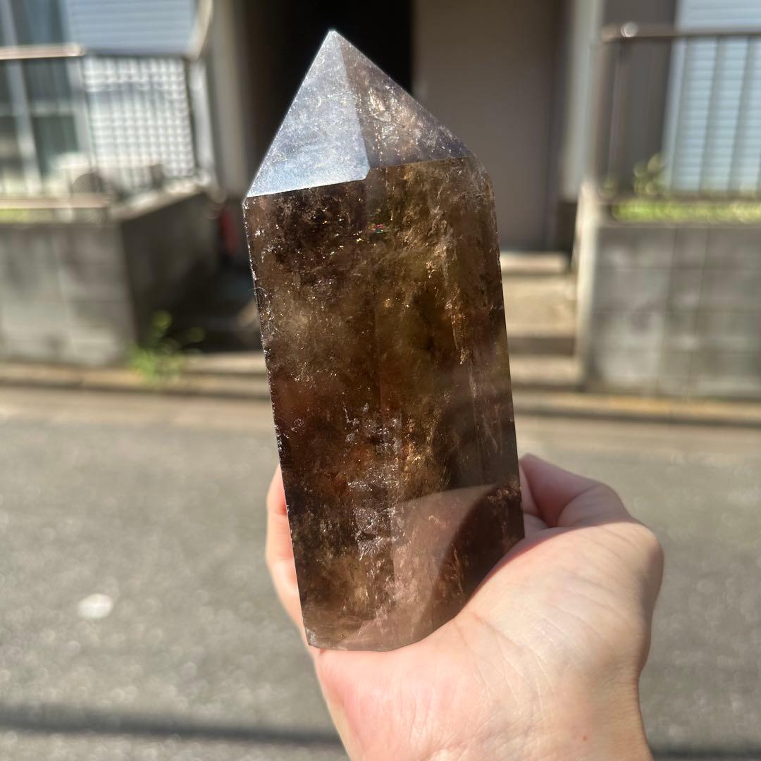 虹入りスモーキーモリオン ポイント 837g