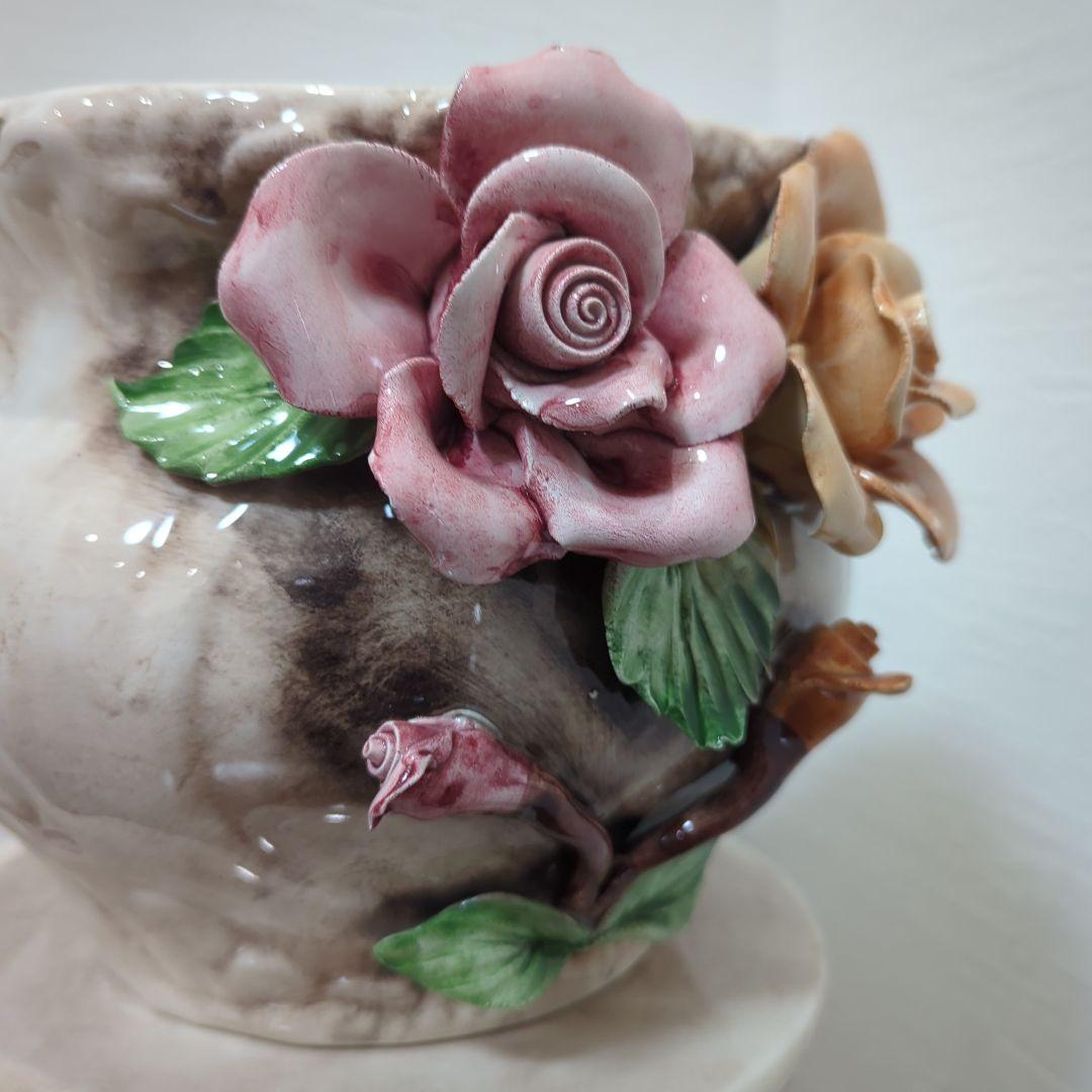 陶器製ローズ　フラワーポット　花台　イタリア製