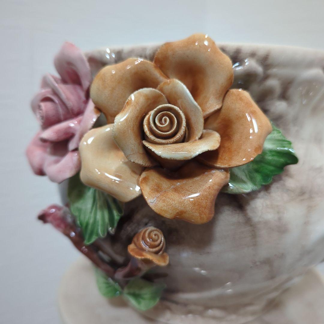 陶器製ローズ　フラワーポット　花台　イタリア製