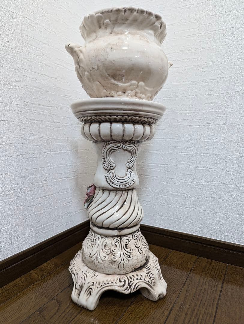 陶器製ローズ　フラワーポット　花台　イタリア製