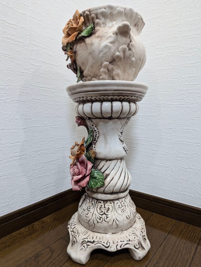 陶器製ローズ　フラワーポット　花台　イタリア製