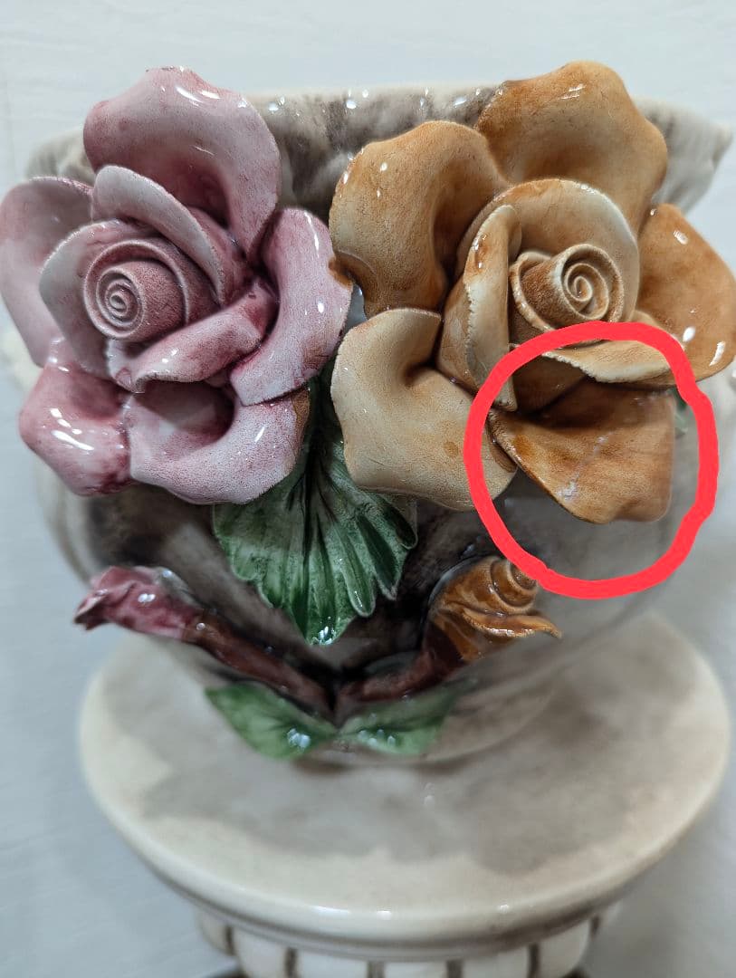 陶器製ローズ　フラワーポット　花台　イタリア製