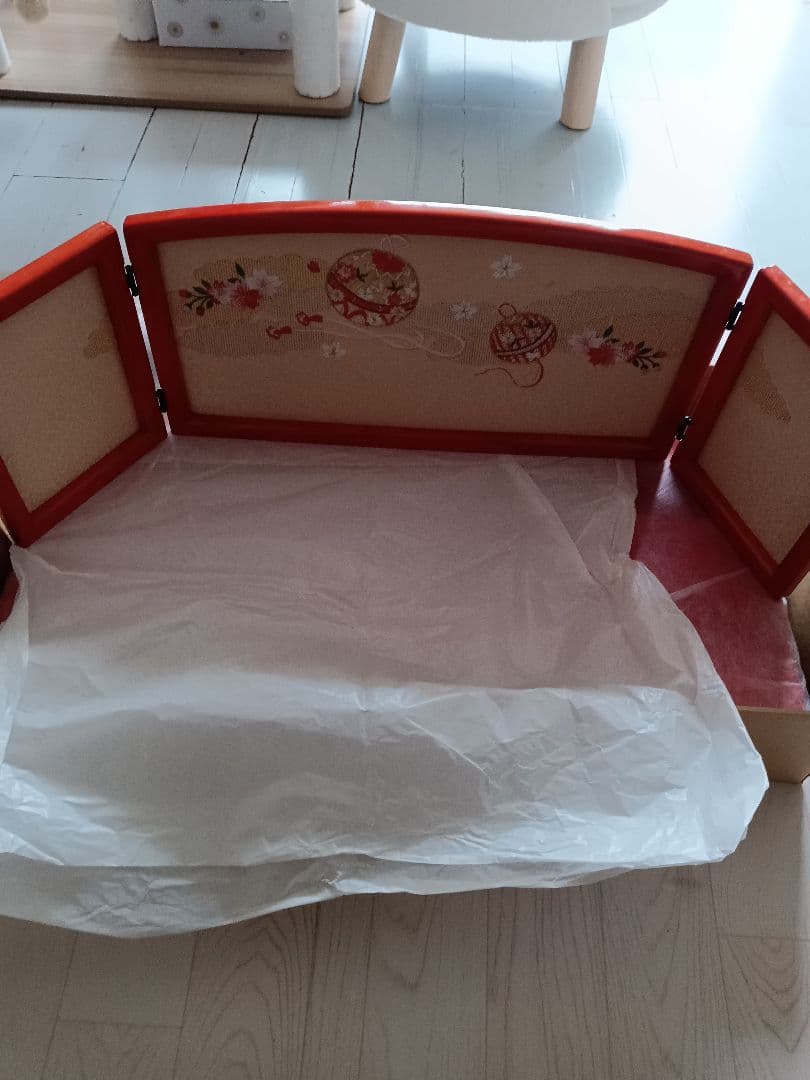 ケース付き！雛人形セット 桜の背景付き