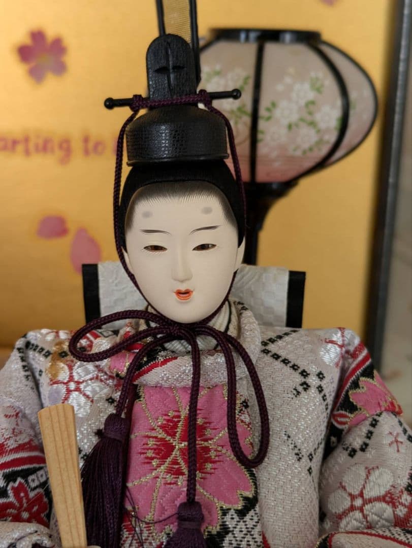 ケース付き！雛人形セット 桜の背景付き