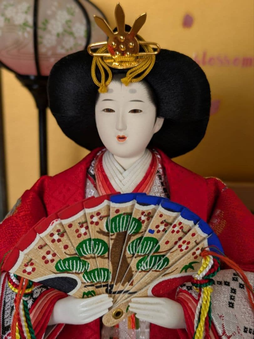 ケース付き！雛人形セット 桜の背景付き