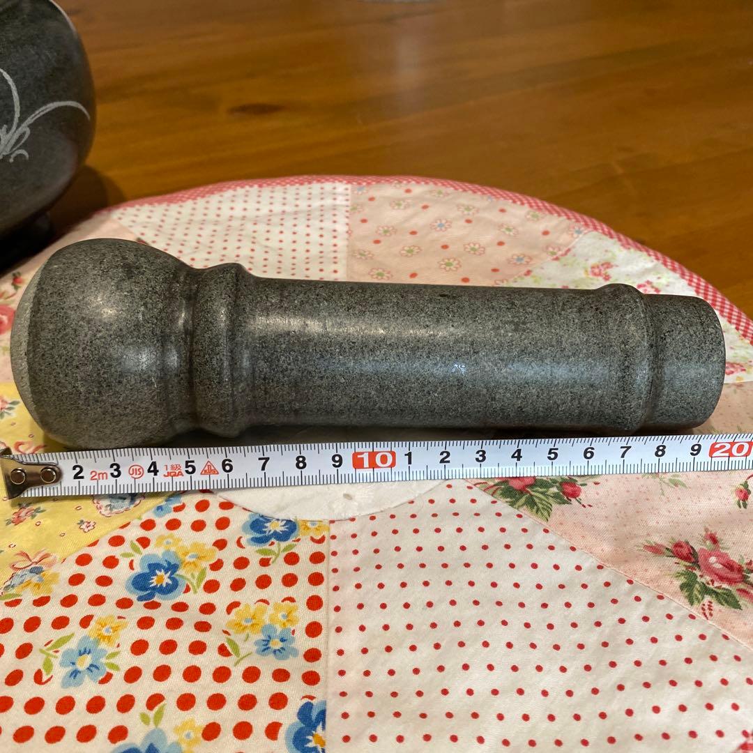 未使用 お花模様 石すり鉢