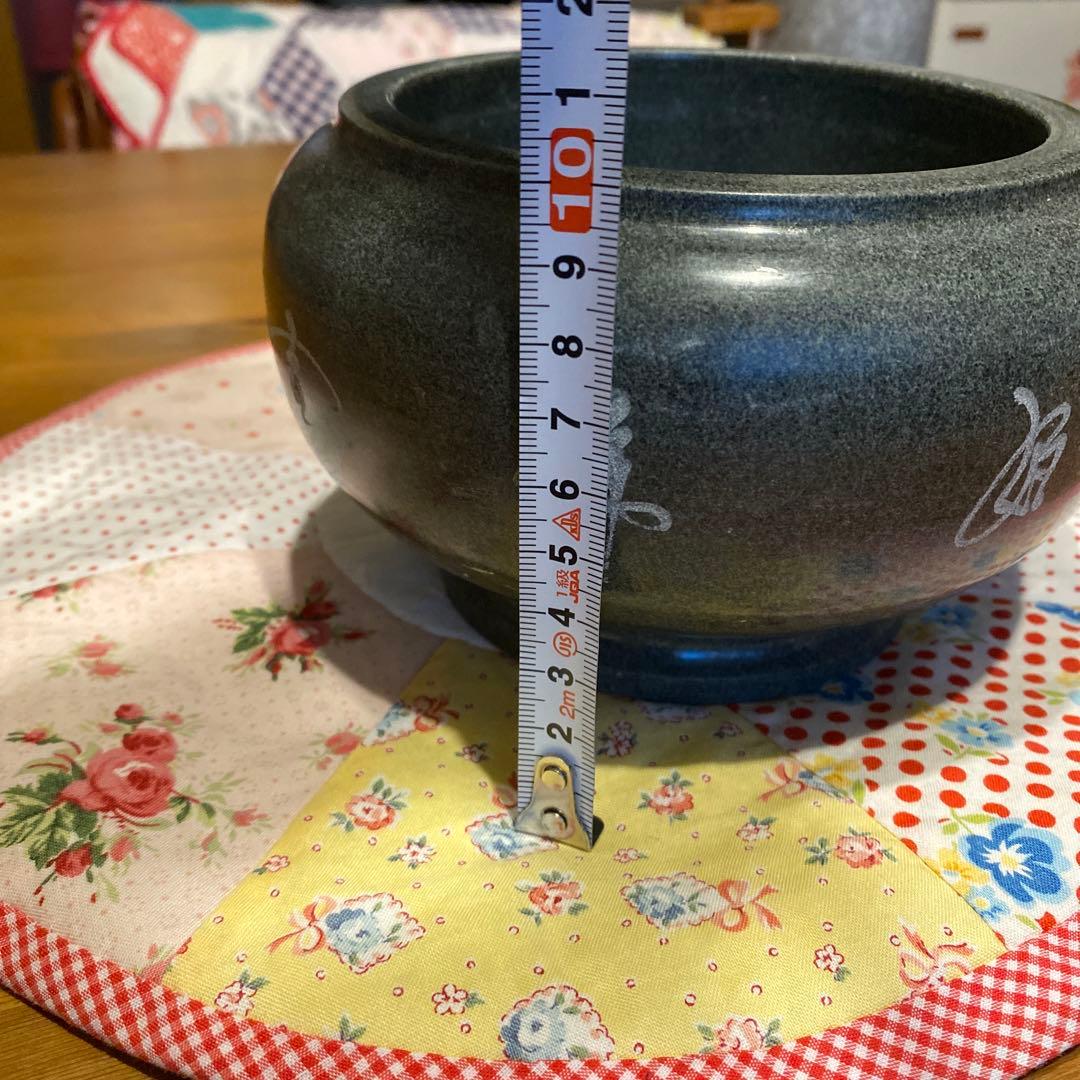 未使用 お花模様 石すり鉢