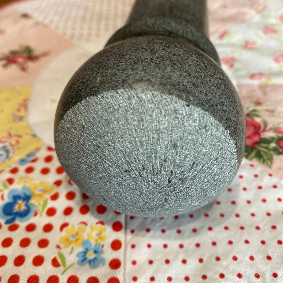 未使用 お花模様 石すり鉢