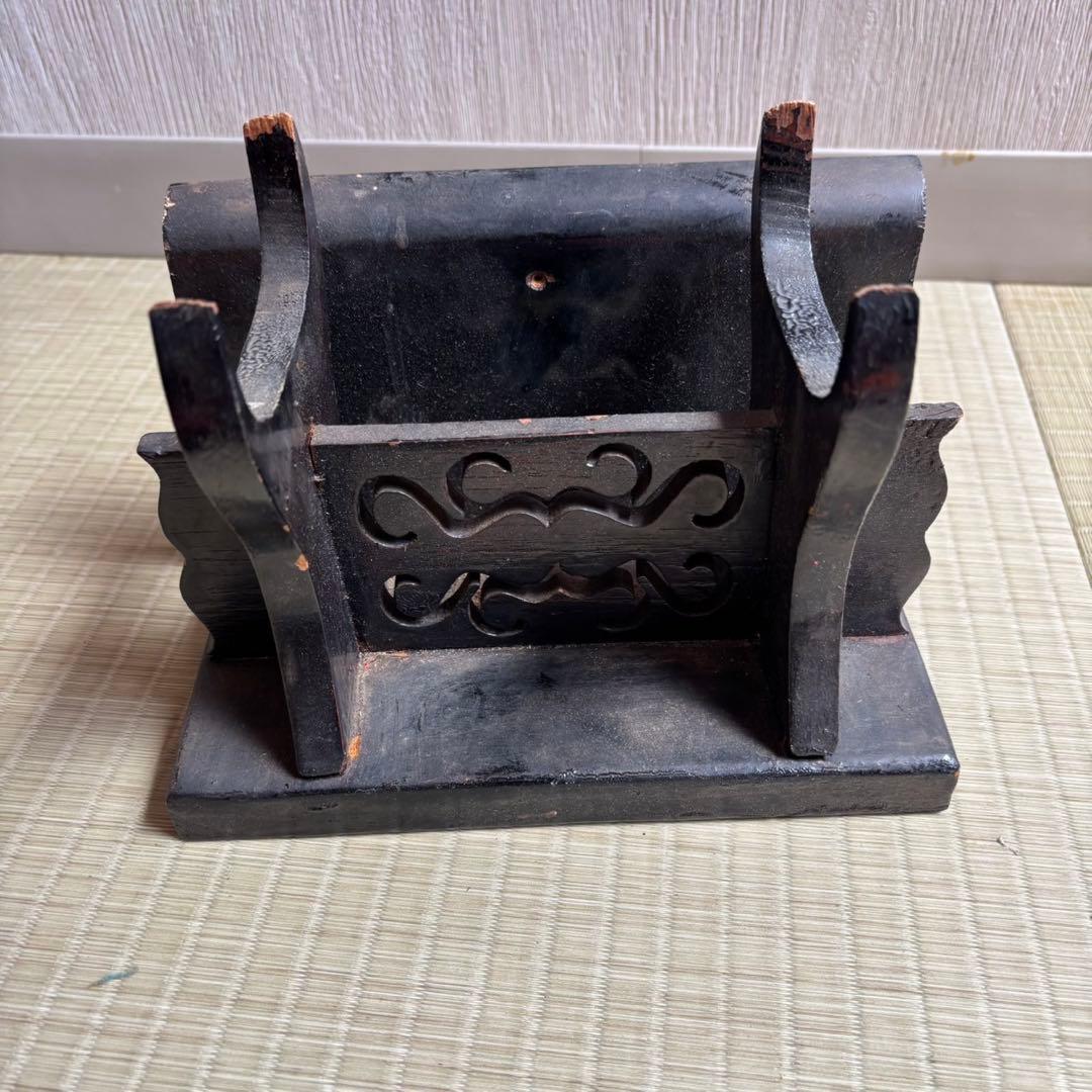 Ky89　水牛の角　大小2個　龍の彫刻　置物　インテリア　赤眼球　ビンテージ