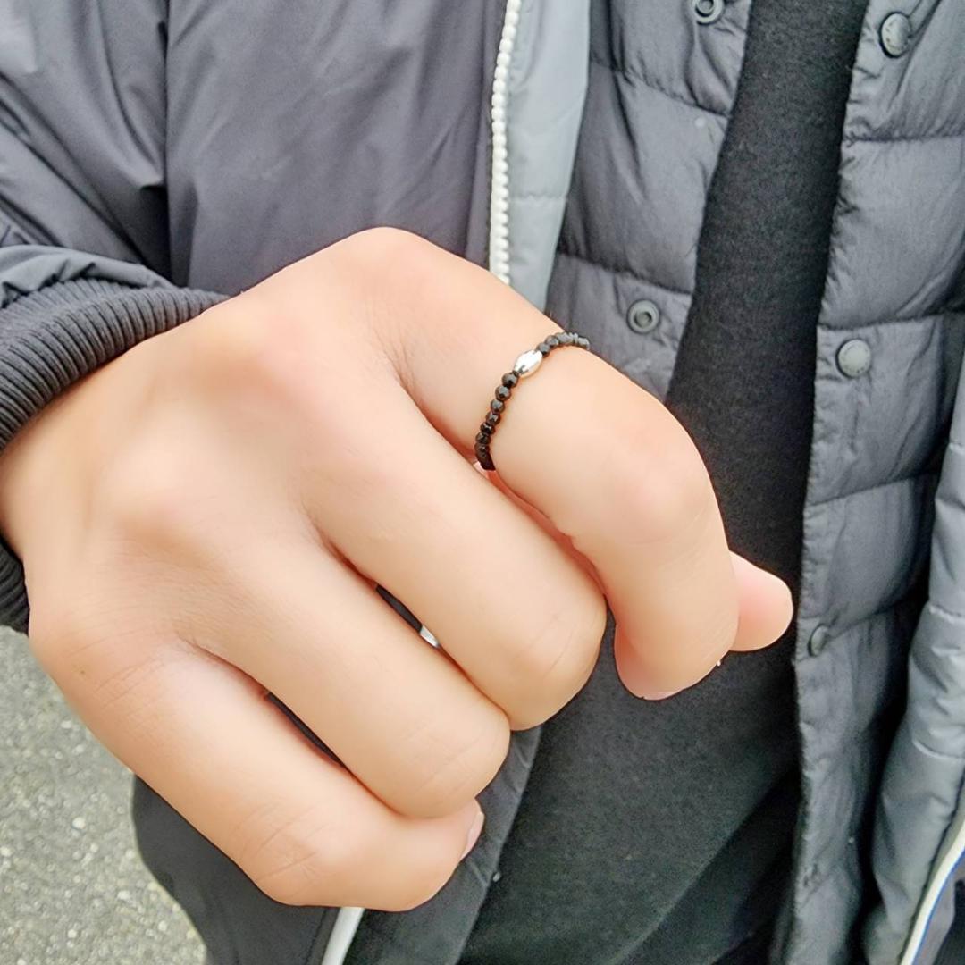 想いを込めた大人の贈り物 K18WG ホワイトゴールド ブラックスピネル リング