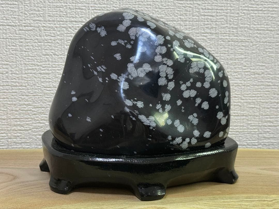 スノーフレーク オブシディアン 黒曜石 鑑賞石 天然石 水石 黒石 鉱物 原石