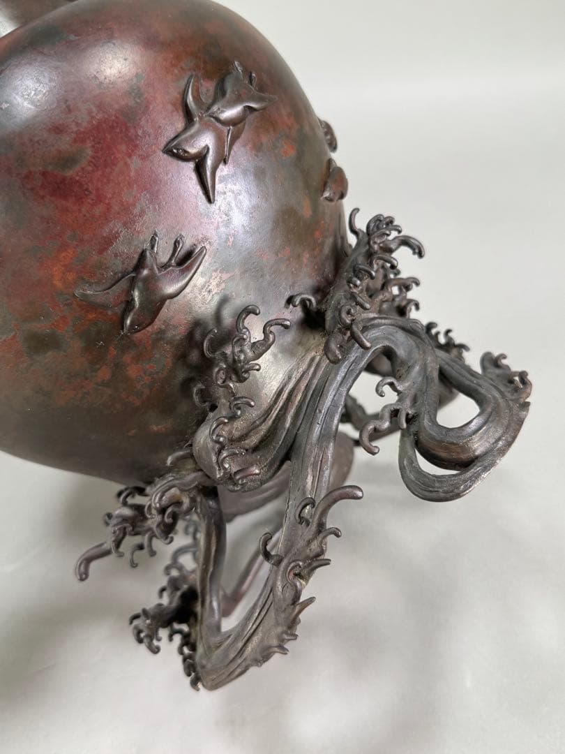 いけばな　池坊　古流　峰雲鋳　蝋型鋳造　斑紫銅　華道具　銅花器 銅花瓶 古美術