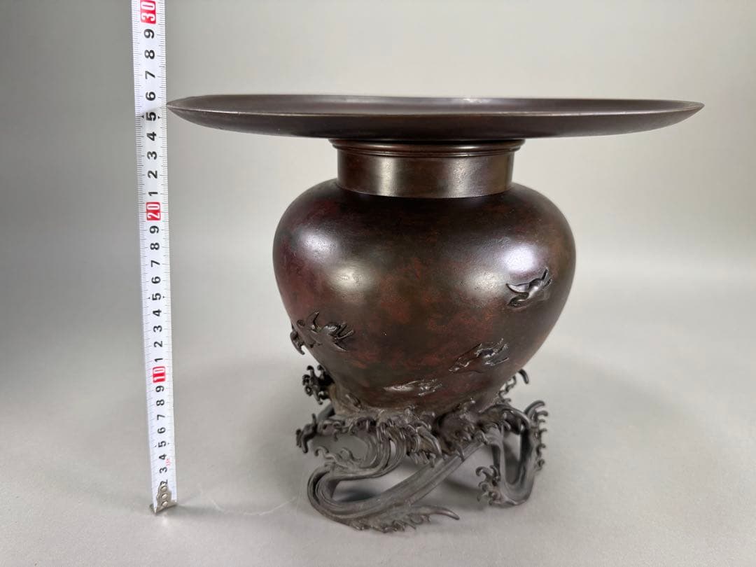 いけばな　池坊　古流　峰雲鋳　蝋型鋳造　斑紫銅　華道具　銅花器 銅花瓶 古美術