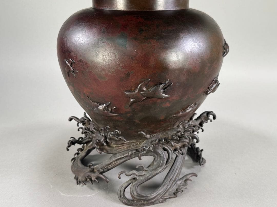 いけばな　池坊　古流　峰雲鋳　蝋型鋳造　斑紫銅　華道具　銅花器 銅花瓶 古美術