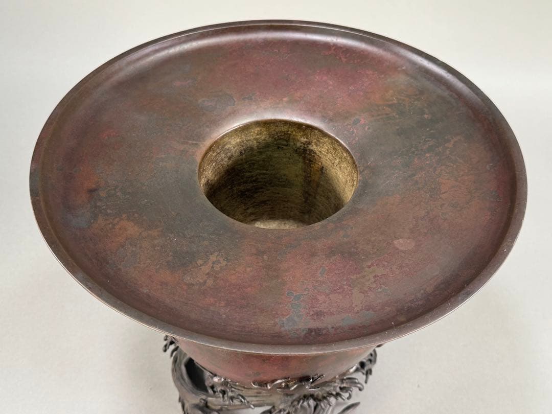 いけばな　池坊　古流　峰雲鋳　蝋型鋳造　斑紫銅　華道具　銅花器 銅花瓶 古美術