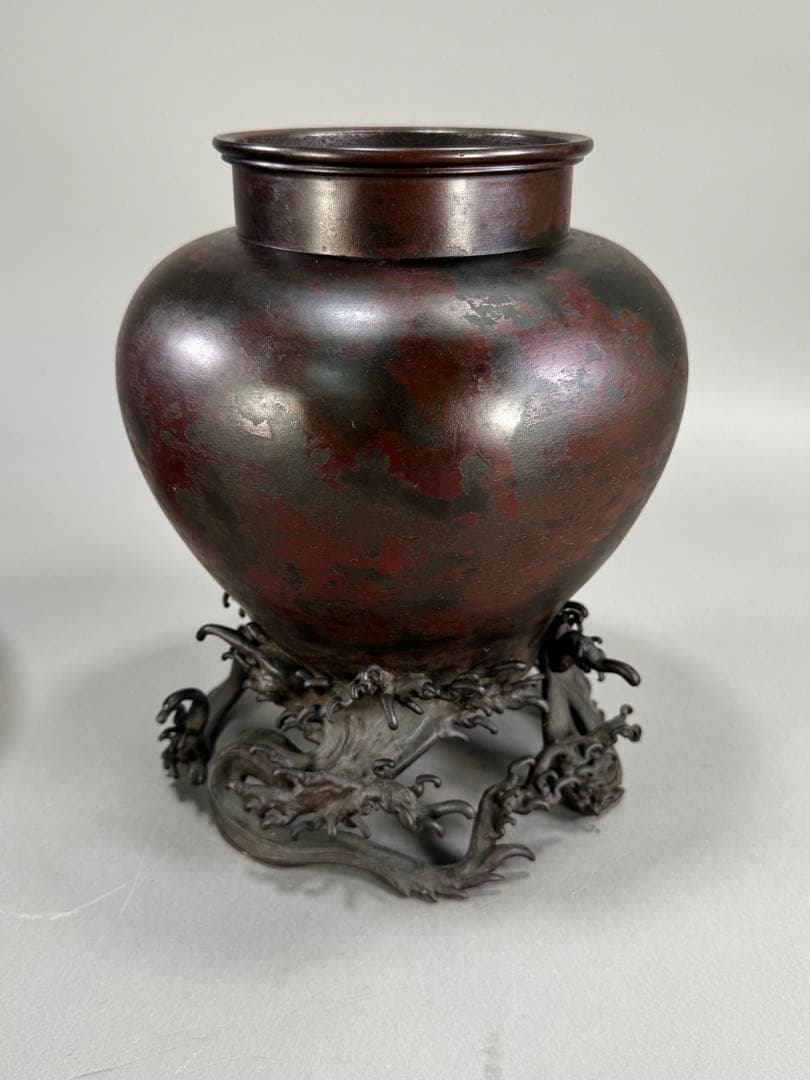 いけばな　池坊　古流　峰雲鋳　蝋型鋳造　斑紫銅　華道具　銅花器 銅花瓶 古美術