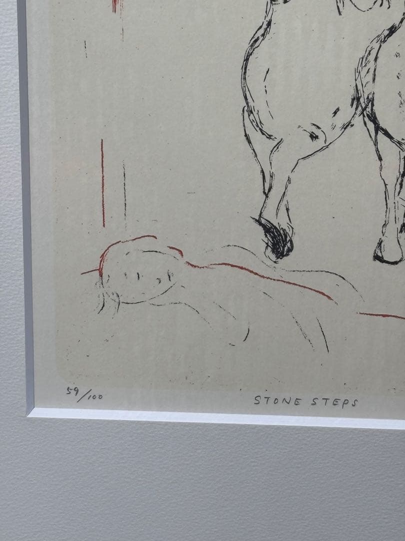 山本容子　馬　版画　リトグラフ　エディション　サイン　絵　額　額装　アート