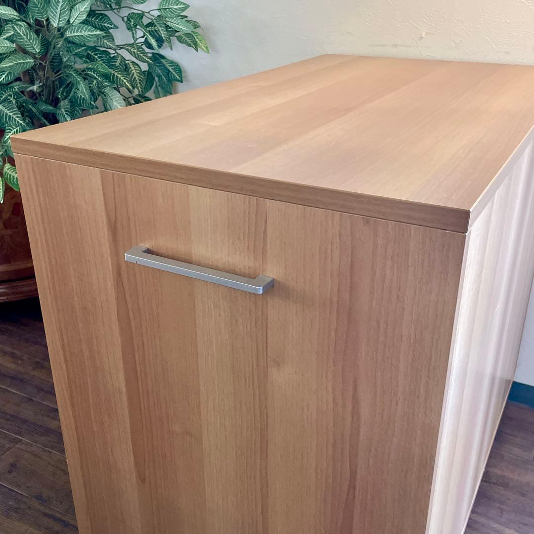 r132 キャスター付き 木製チェスト ガラス引き出し収納ワゴン リビング収納