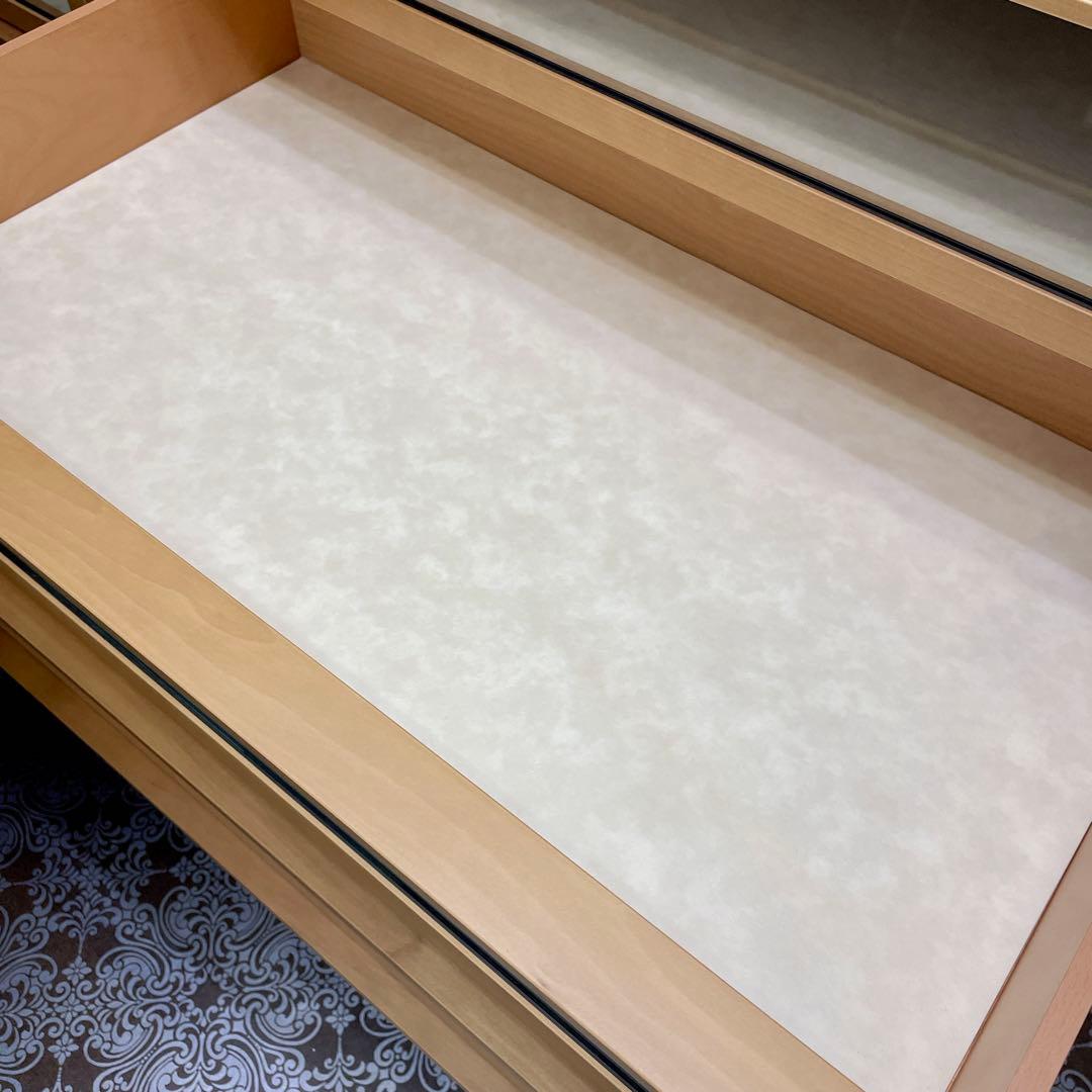 r132 キャスター付き 木製チェスト ガラス引き出し収納ワゴン リビング収納