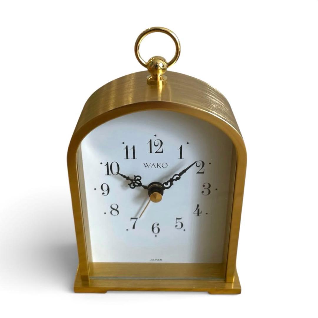 美品　銀座和光 WAKO 置時計 ゴールド アーチ型 アラーム付