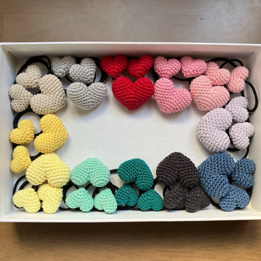 sss ヘアゴム　キッズヘアゴム　あみぐるみ　ハート