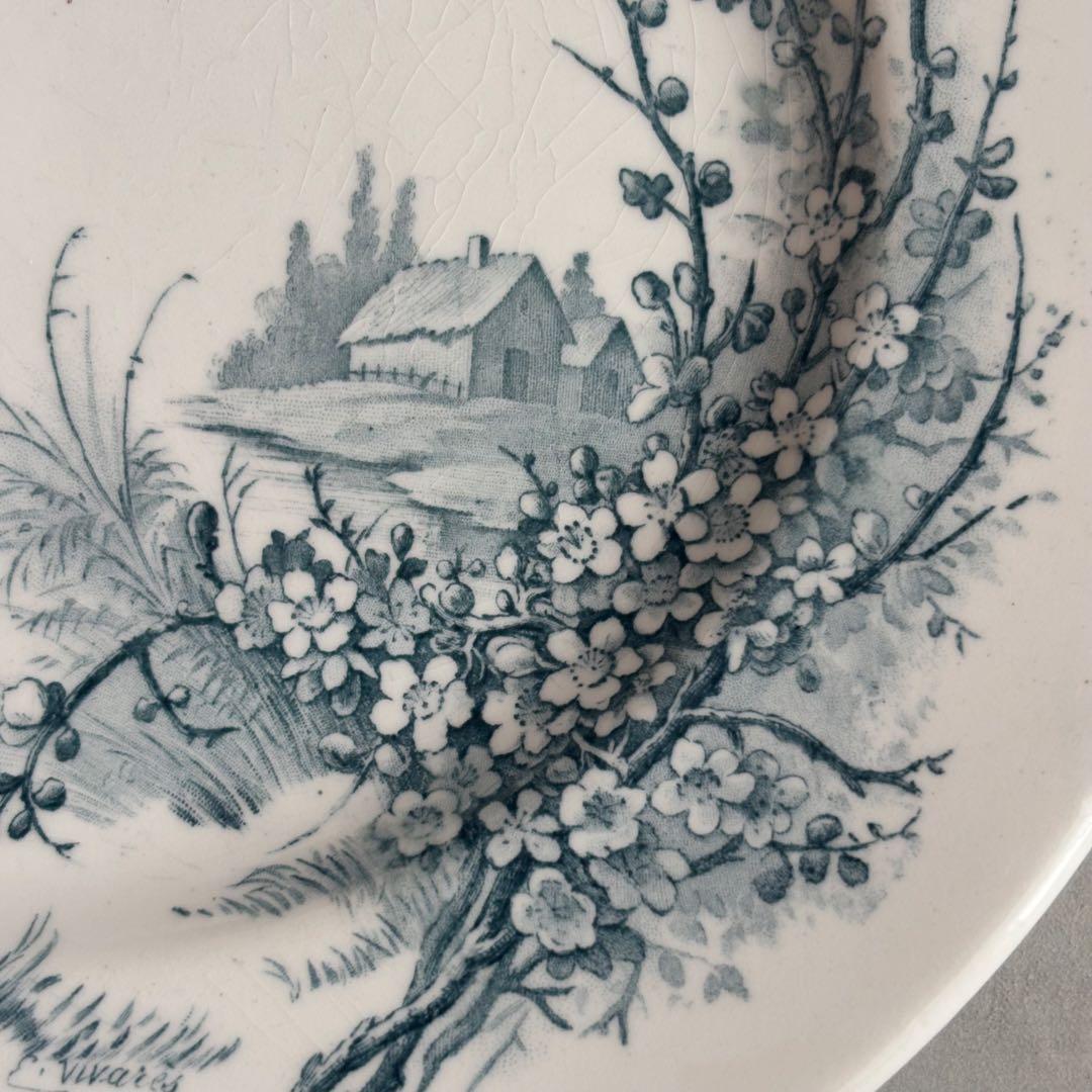 フランスアンティーク Gien ジアンPaysages ディナープレート